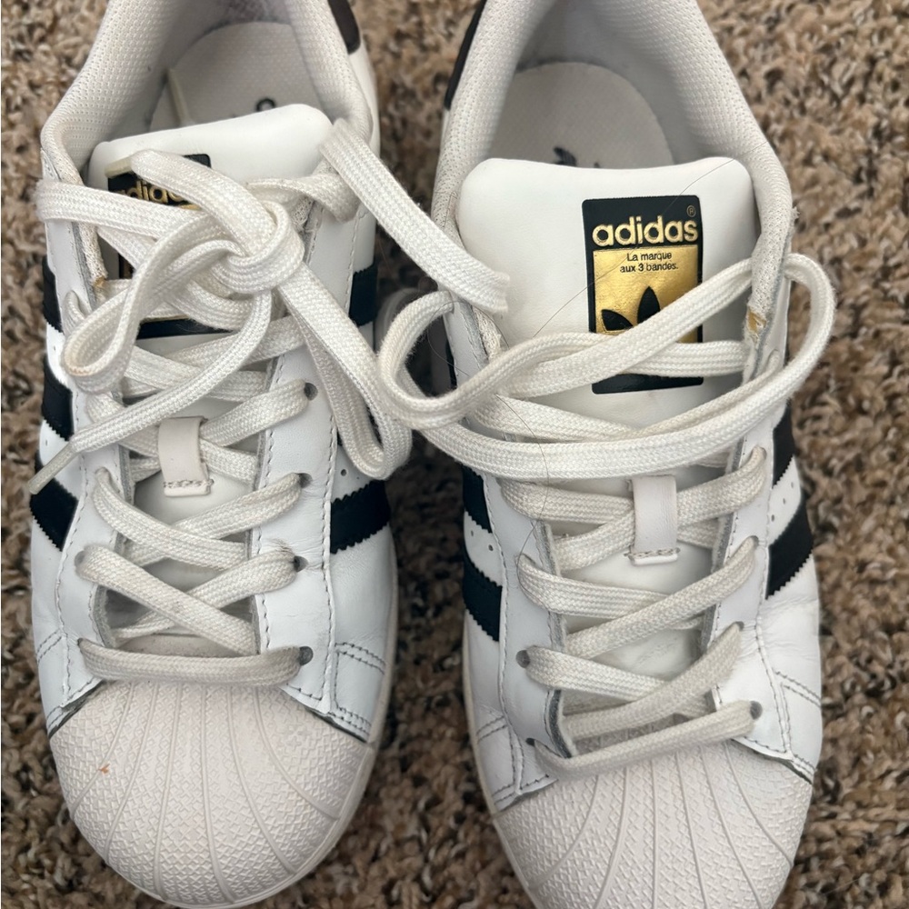Adidas Classic White and Black Shell Toe Sneakers